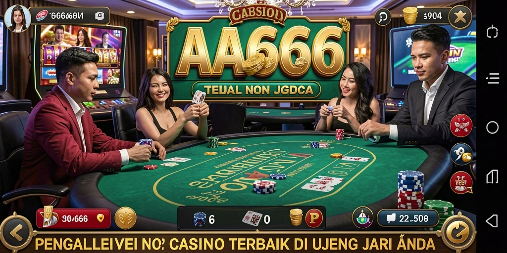 Tampilan utama AA666 menampilkan dealer langsung dalam permainan kasino.