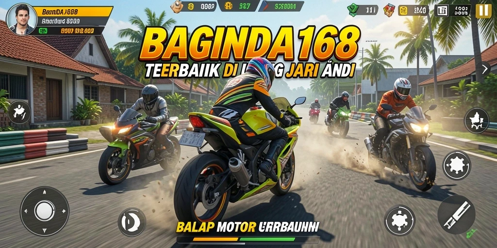 Tampilan gameplay balapan motor yang mendebarkan.