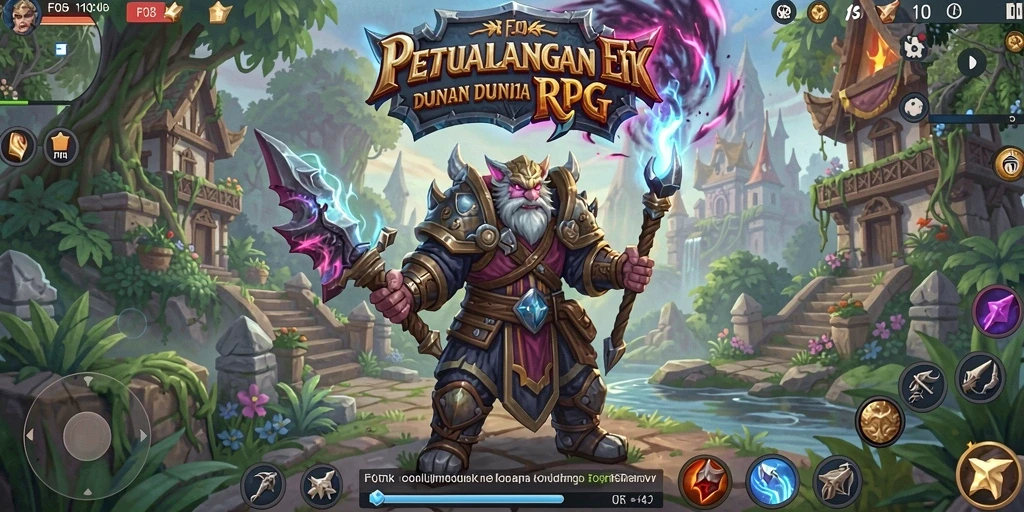 Tangkapan layar utama F08 menampilkan aksi pertarungan menegangkan dalam dunia RPG.