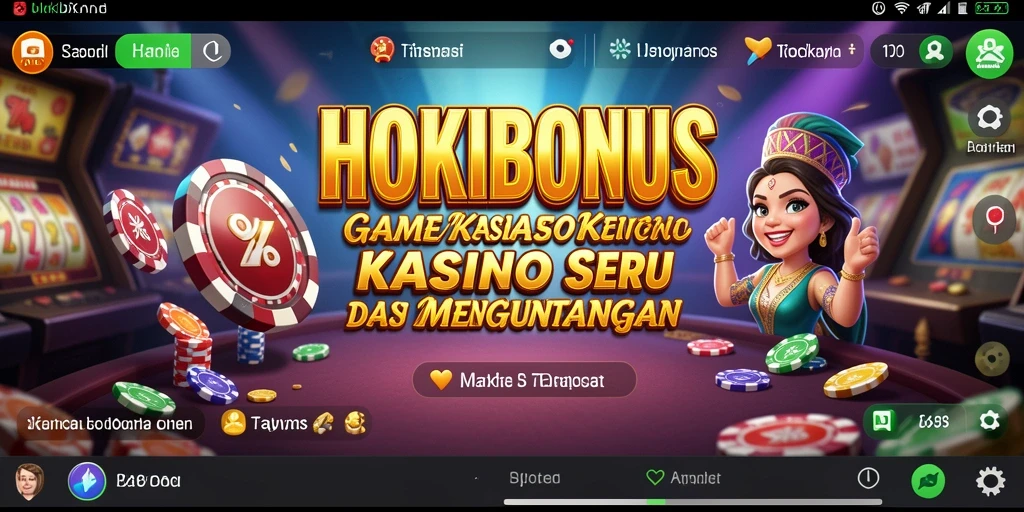 Screenshot gameplay HOKIBONUS menampilkan suasana kasino yang mendebarkan.