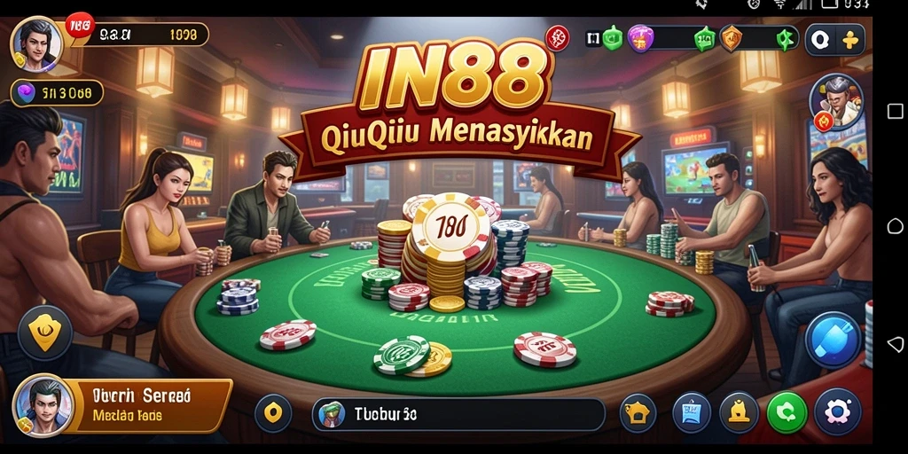 Screenshot IN88 menampilkan suasana seru permainan QiuQiu.