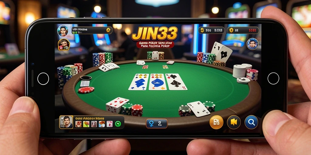 Tampilan gameplay Poker yang mendebarkan di JIN33.