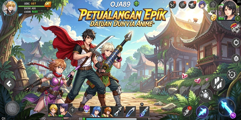 Tampilan gameplay menarik dengan karakter Anime yang beraksi.