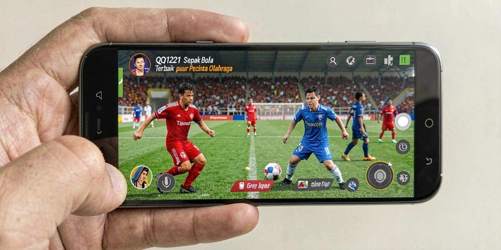 Screenshot gameplay QQ1221 menampilkan pertandingan sepak bola yang seru.