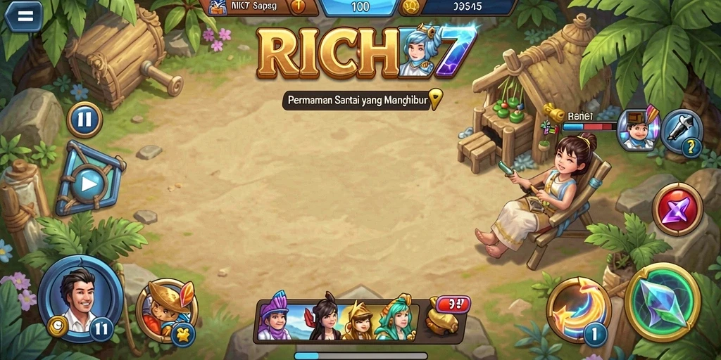 Tampilan gameplay RICH7 yang seru dan menghibur.