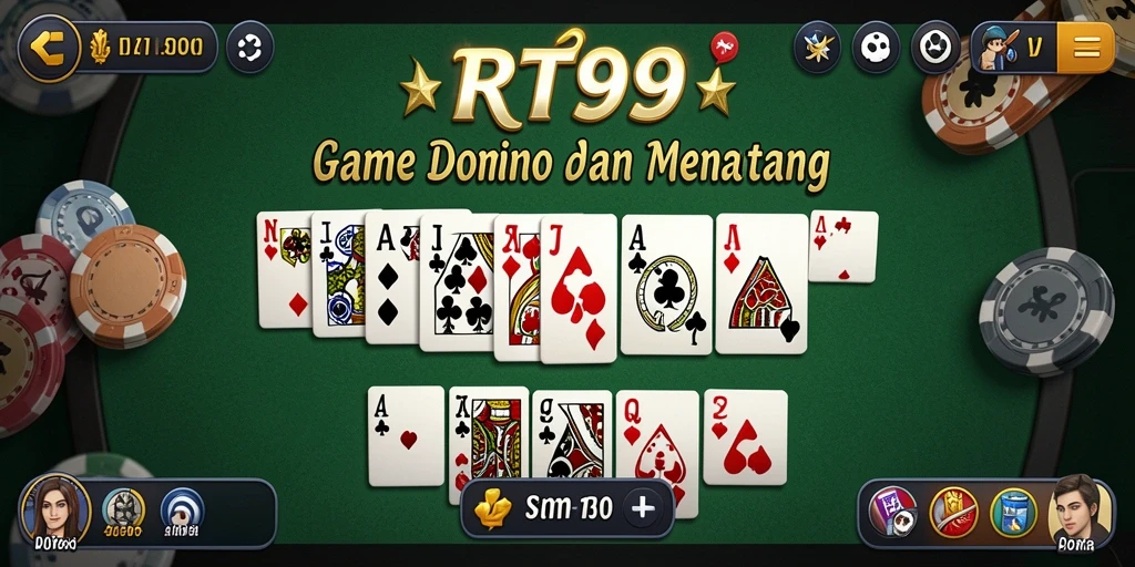 Screenshot gameplay RT99 menampilkan momen seru dalam permainan Domino.