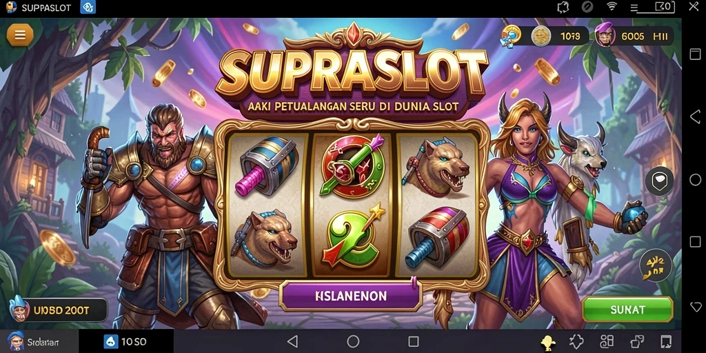 Tangkapan layar menampilkan aksi menegangkan dalam SUPRASLOT.