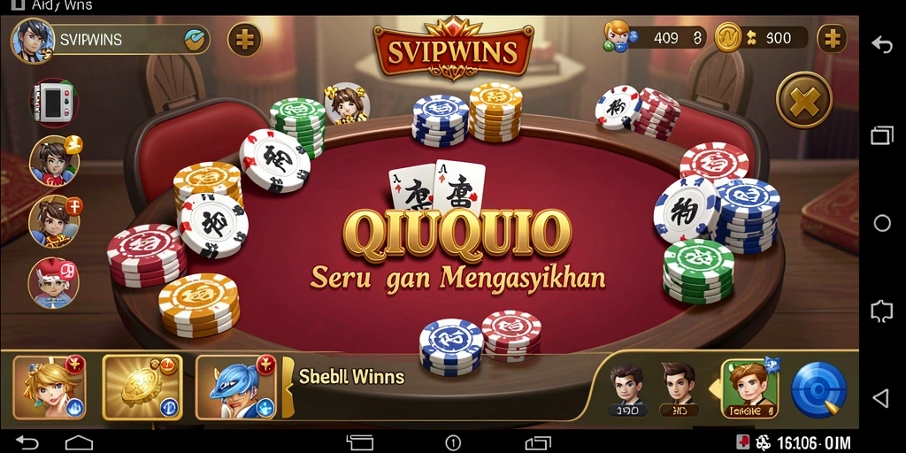 Screenshot gameplay SVIPWINS dengan aksi seru QiuQiu.